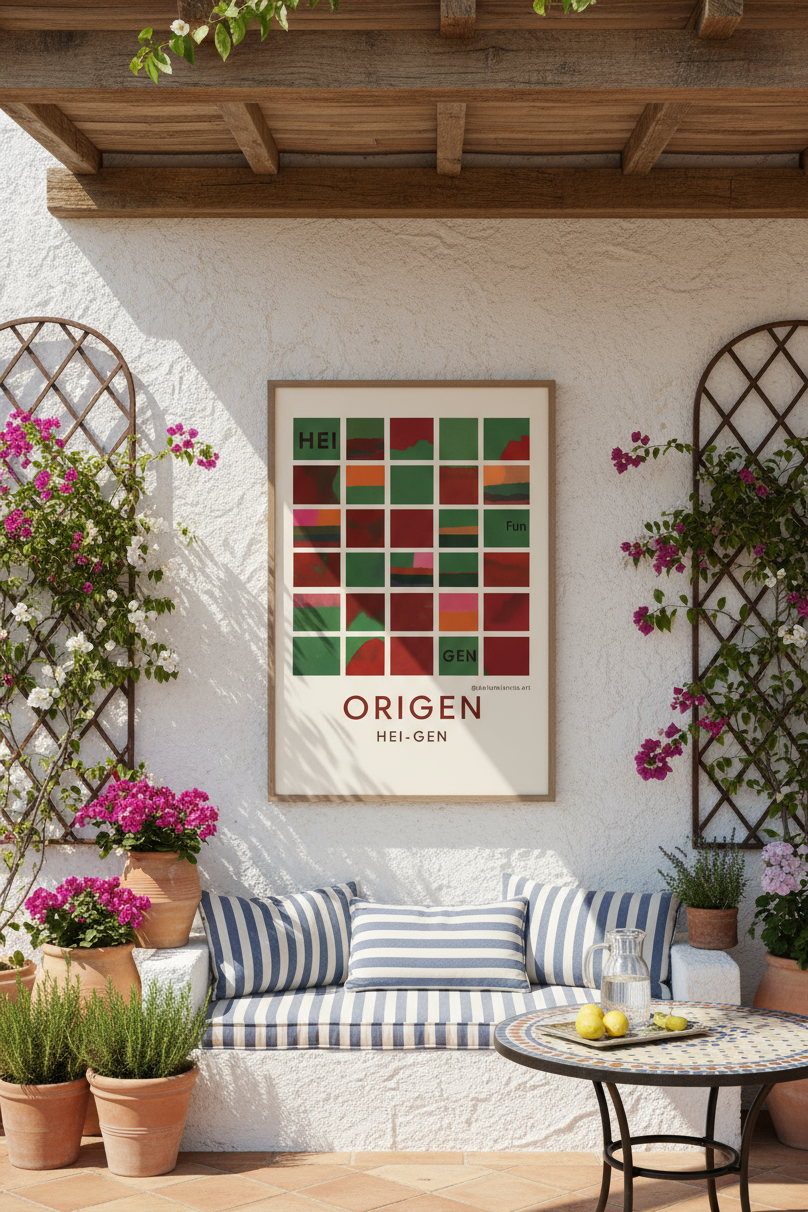 Ideal como decoración sostenible o regalo original. Colección · ORICROMA Lámina collage artesanal. Arte en papel reciclado, hecho a mano.